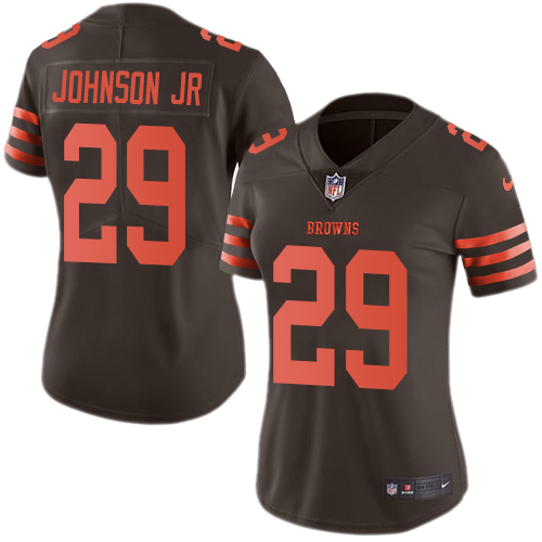 Nike Browns #29 Duke Johnson Jr Brown Women's Stitched NFL Limited Rush Jersey